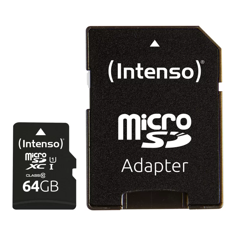 Intenso Performance - „Flash“ atminties kortelė (su microSDXC į SD adapteriu) - 64 GB - UHS-I U1 / 10 klasė - microSDXC UHS-I (3424490)