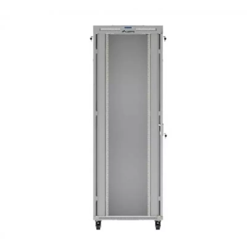 Serverių spinta LANBERG FF01-8047-12SL 47U 800x1000 mm pilka su priekinėmis ir galinėmis stiklinėmis durelėmis bei vieta LCD skydeliui