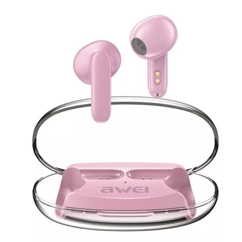 Bluetooth ausinės Awei T85 ENC TWS rožinės