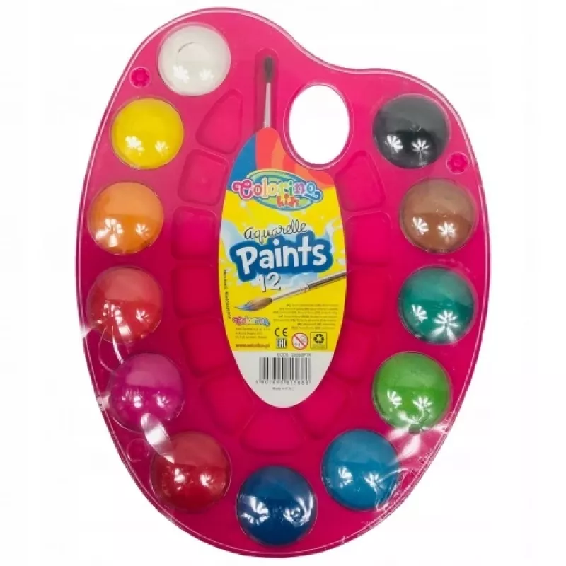 Colorino Kids akvarelinių dažų paletė, 12 spalvų