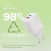 AC vidaus USB GaN įkroviklis DIGITUS DA-10301 — 30W, 1× USB-C, 1× USB-A, 100–240V, balta