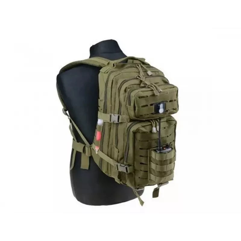 Taktinė kuprinė GFC Assault Pack GFT Olive Green GFT-20-008352, 25 L, nailonas, lazeriu pjaustytos plokštės, 450×210×200 mm