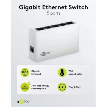 Goobay 5 prievadų gigabitinio eterneto tinklo komutatorius (64563)