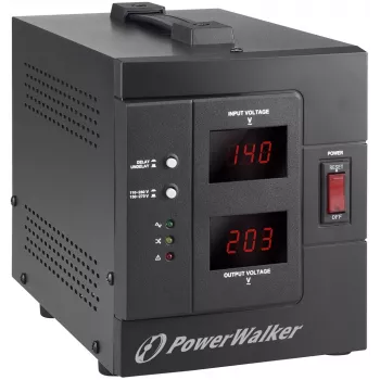 PowerWalker AVR 2000 SIV FR įtampos reguliatorius 2 kintamosios srovės lizdai (-ų) 110 - 280 V juodas