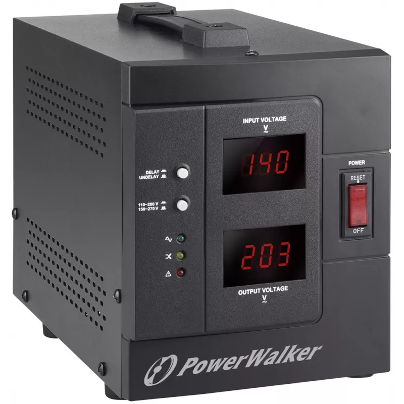 PowerWalker AVR 2000 SIV FR įtampos reguliatorius 2 kintamosios srovės lizdai (-ų) 110 - 280 V juodas