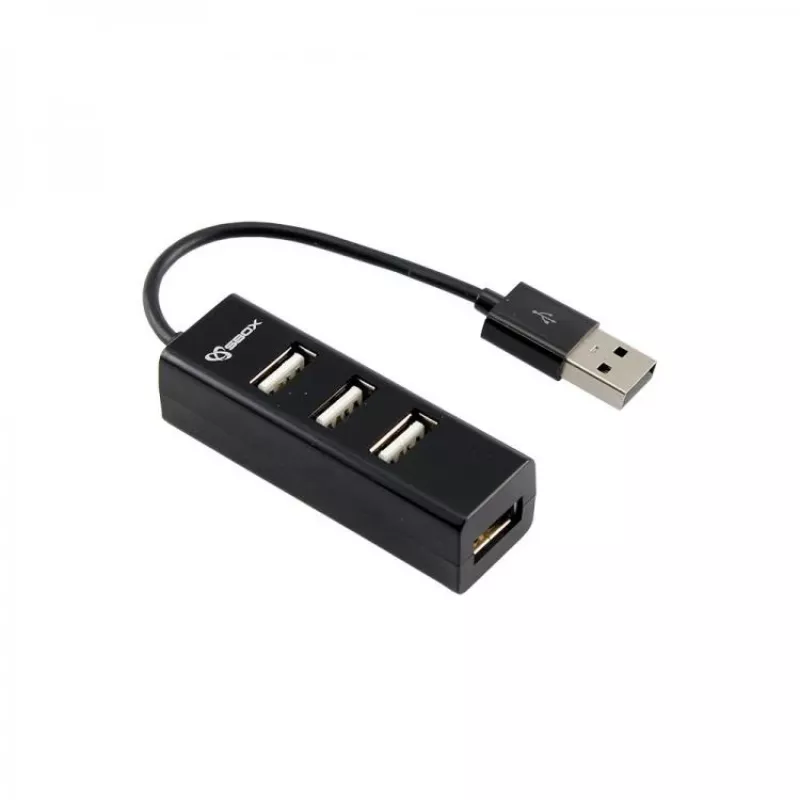 Sbox H-204 USB 4 prievadų šakotuvas, juodas