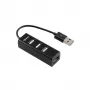 Sbox H-204 USB 4 prievadų šakotuvas, juodas