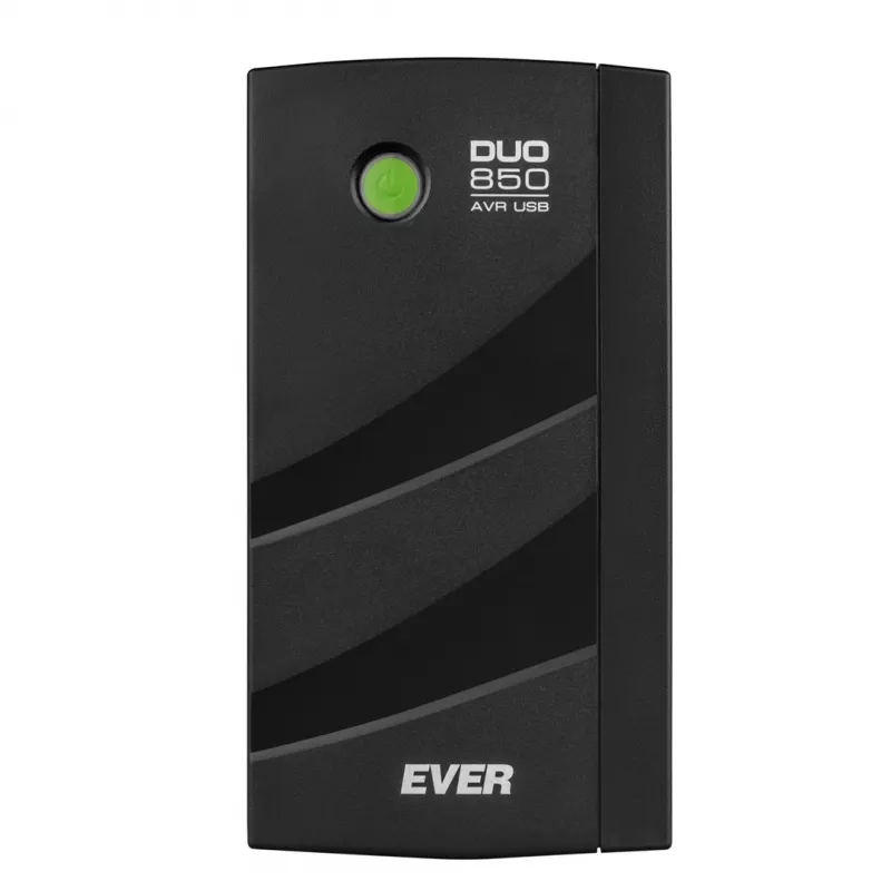 UPS EVER Ever Duo 850 PL T/DAVRTO-000K85/01 850VA linijinės-interaktyvios, 550 W, AVR, 3 kintamosios srovės lizdai, 12 V 2×5 Ah, bokštinis