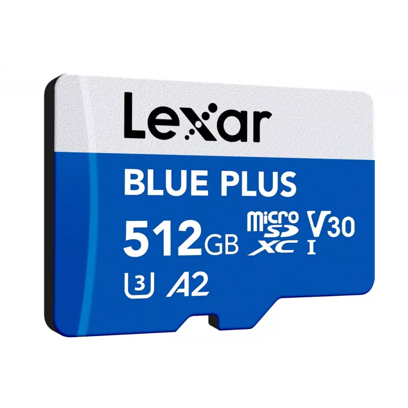 „Lexar BLUE PLUS“ 512 GB „MicroSDXC“ atminties kortelė, UHS‑I, skaitymo greitis 170 MB/s, U3/V30