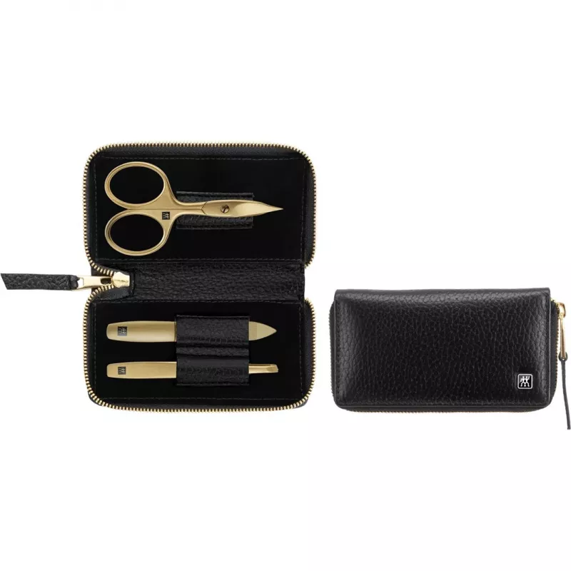 Manikiūro rinkinys ZWILLING Twinox Gold Edition 97747-004-0 — 3 dalių juodame odiniame dėkle