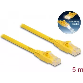 Tinklo kabelis DeLOCK RJ45 kabelis Cat.6A U/UTP 5 m geltonas