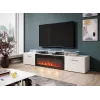 TV spintelė Cama Meble ROVA su elektriniu židiniu 190x37x48 cm balta / blizgi balta