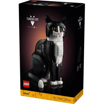 LEGO set Ideas 21349 Tuxedo Cat statybų rinkinys — kolekcinis plytų modelis, vitrininis kūrinys