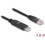 Adapteris DeLOCK USB 2.0 Type-A (vyriška) į nuoseklųjį RS-232 RJ45 (vyriška) 1,8 m, juodas