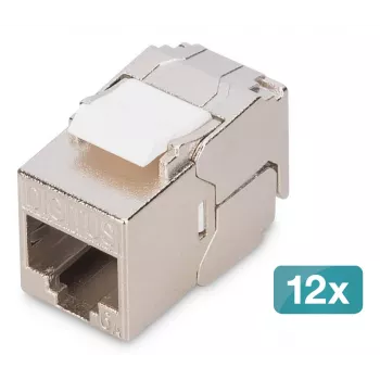 Digitus CAT 6A kompaktiškas keystone modulis, ekranuotas, montavimas be įrankių, 12 vnt.