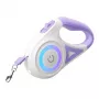 Ištraukiamas šunų pavadėlis Rojeco Dog Automatic Leash LED 5 m — violetinis, ištraukiamas su LED šviesa