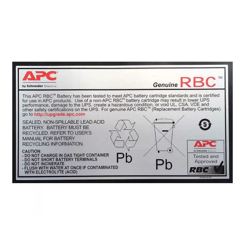 APC baterijos keitimo kasetė APCRBC110 (OEM), Sandari švino rūgštis (VRLA), 1 vnt., 84 VAh, Juoda, RoHS, 2.5 kg