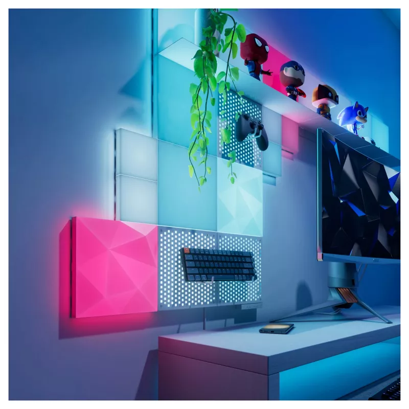 LED skydinis šviestuvas Nanoleaf N8100E00-2TBS — kvadratinis RGB, maitinamas nuolatine srove, pakuotėje 2 vnt.