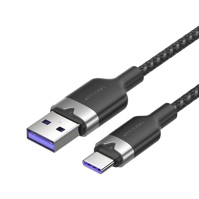 USB A – USB‑C laidas Vention CTOBF — USB 2.0, 6 A, 1 m, juodas