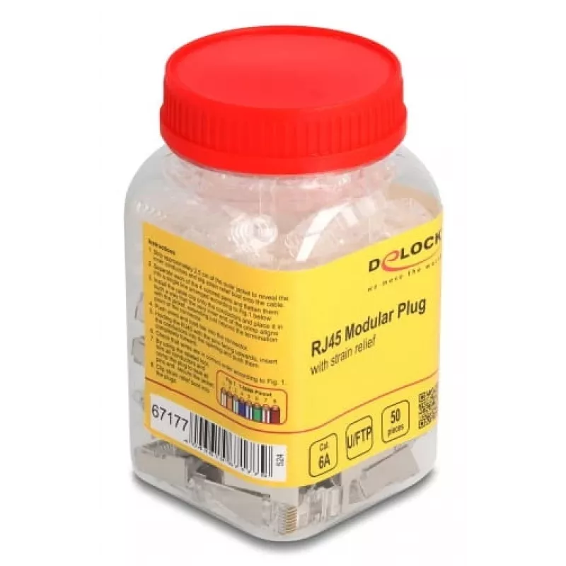 DeLOCK 67177 RJ45 vielos jungtis sidabrinė permatoma kištukas 50 vnt.