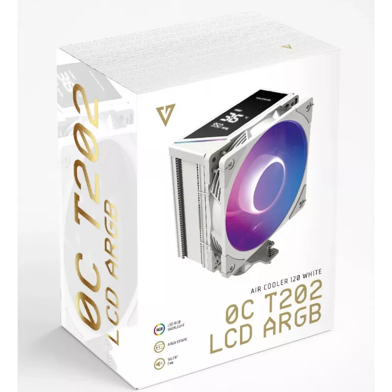 MODECOM Volcano 0C T202 LCD ARGB procesoriaus oro aušintuvas 12 cm Baltas