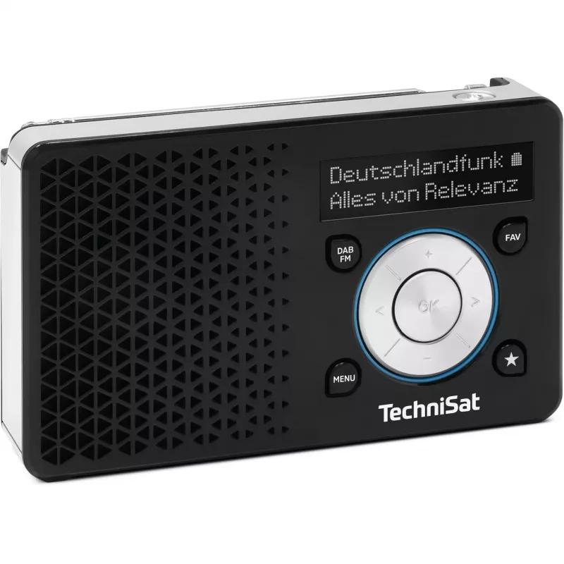 Nešiojamasis radijas TECHNISAT DIGITRADIO 1 A — DAB+/FM, OLED ekranas, USB-C, 3.5 mm ausinės, 1 W, juoda/sidabrinė