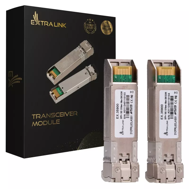 Extralink SFP+ 10G 2 vnt. | SFP+ modulis | 10 Gbps, LC/UPC, 1310 nm, 10 km, vienmodis, DOM