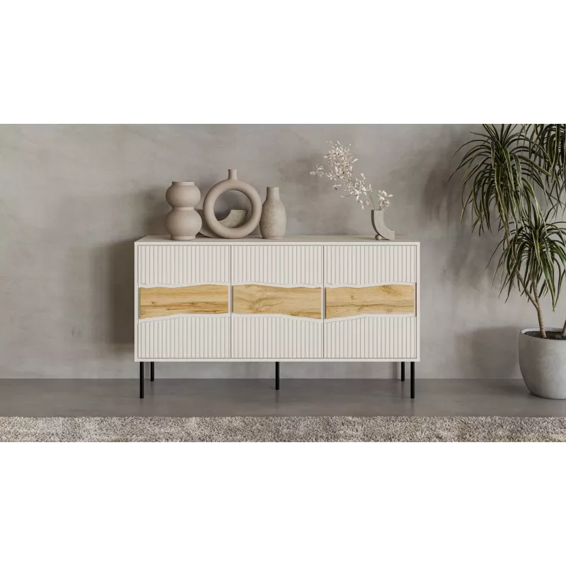Komoda Cama Meble INSERTO 3D 143,5×40×80 cm — kašmyro apdaila su LED