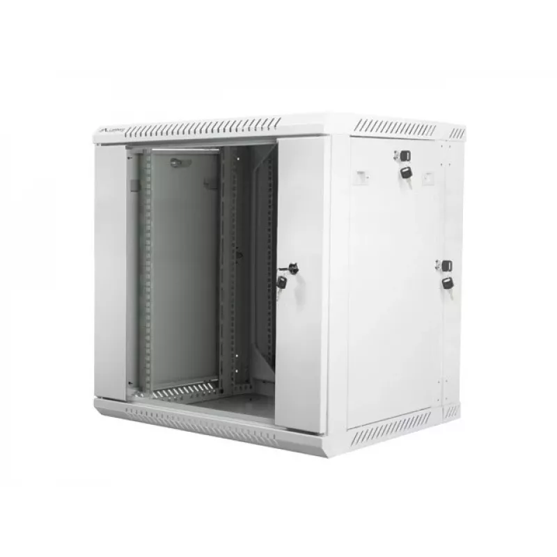 DVIEJŲ SEKCIJŲ SIENINĖ STOVA STEBĖJIMO SPINTA 19 inch 12U 600X600 PILKA LANBERG (PLOKŠČIA PAKUOTĖ)