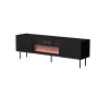 TV spintelė Cama Meble LUCCA 180x40x59 cm, juodas viršus ir rėmas, medžio drožlių plokštė, su juodu židiniu