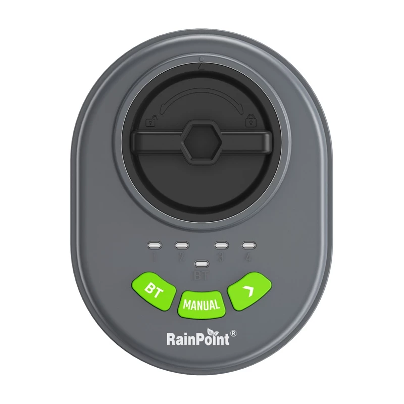 RainPoint HIC406B purkštuvų valdiklis – 4 zonų, valdomas per Bluetooth programėlę