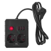 Maitinimo lizdų blokas MACLEAN MCE387 B — 2 lizdai, 3×USB A, 110–240V, 1,5 m kabelis, maks. 2500W