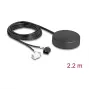 DELOCK 4G GNSS stogo montavimo įvairiakryptė antena — 1×FAKRA A + 1×FAKRA B, 2 dBi / 28 dB, 2,2 m RG-174, juoda