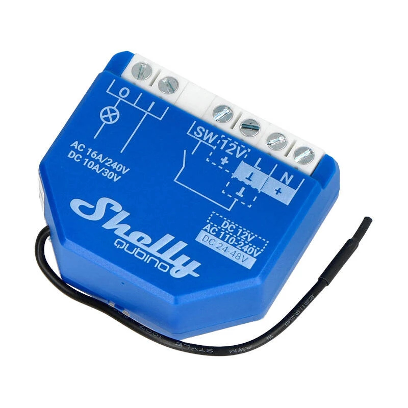 Išmanioji relė Shelly Qubino Wave 1, plastikinė, 110–240 V, 16 A, Z-Wave 868,4 MHz, mėlyna, tvirtinama prie sienos
