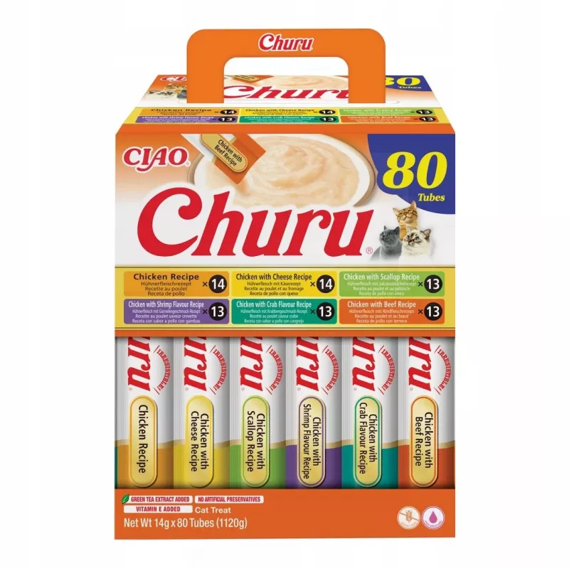 INABA Churu Vištienos mišinys – katės skanėstai – 80x14g