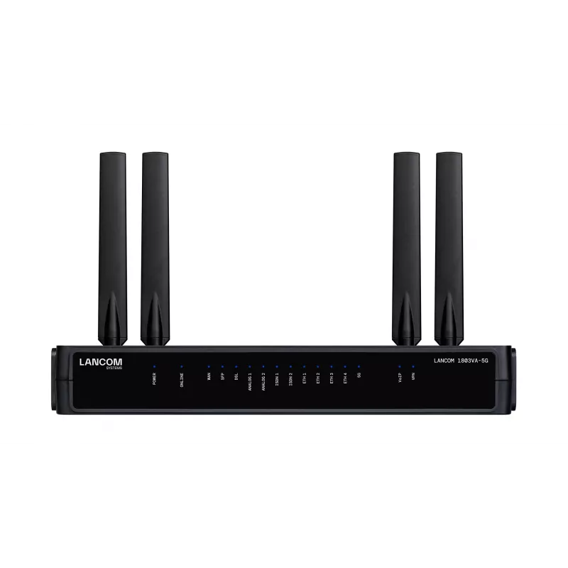 Router Lancom Systems LANCOM 1803VA-5G (EU) — 5G, Gigabit Ethernet, išorinė SMA antena, 1 ventiliatorius, AES/3DES saugumas