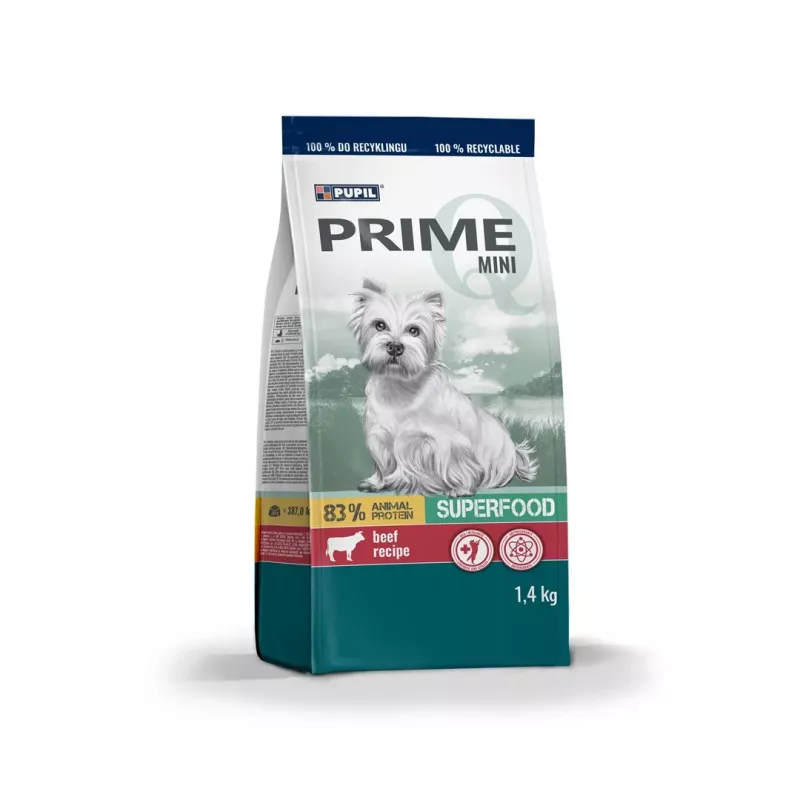 PUPIL Prime Mini Rich in beef with liver - sausas šunų maistas - 1,4kg
