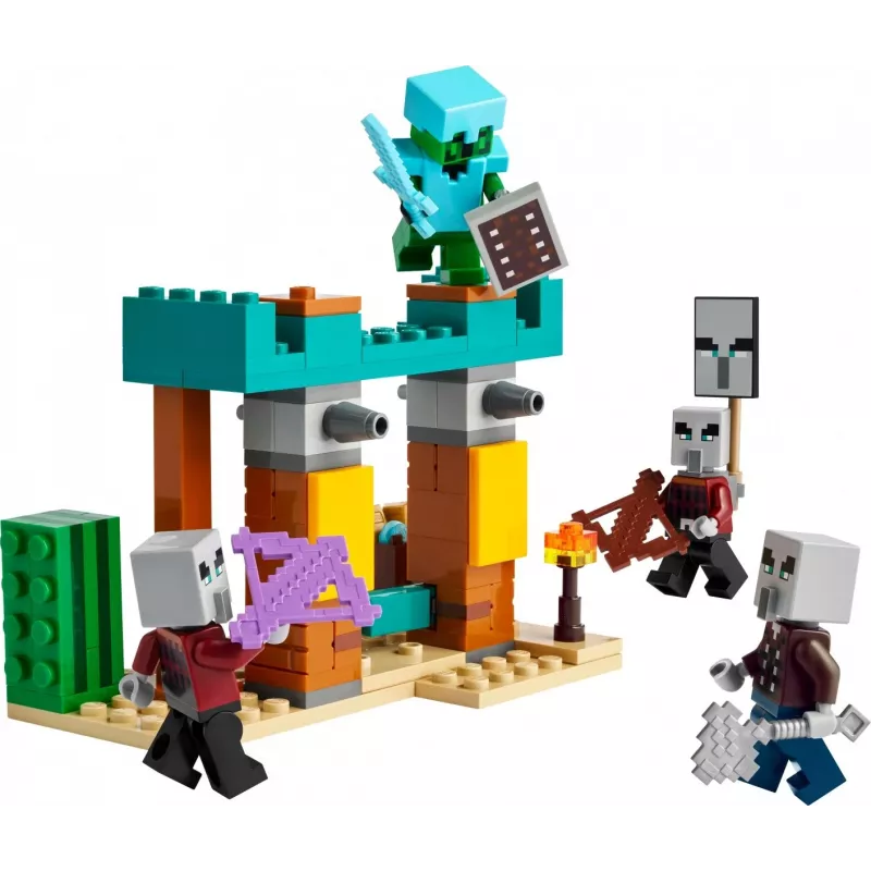 LEGO statybų rinkinys „The Illager Desert Patrol 21267“ – „Minecraft“ žaidimų rinkinys, 105 dalys, 4 minifigūrėlės, 80×60×110 mm