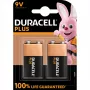 Baterija Duracell Plus 9V (MN1604) — 2 vnt. pakuotė, 0,102 kg bendras svoris