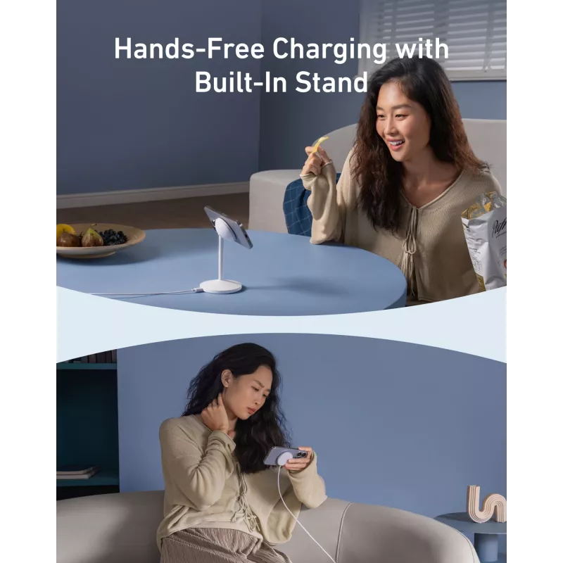 Anker MagGo ausinės, baltos, USB, belaidis greitas įkrovimas, vidaus