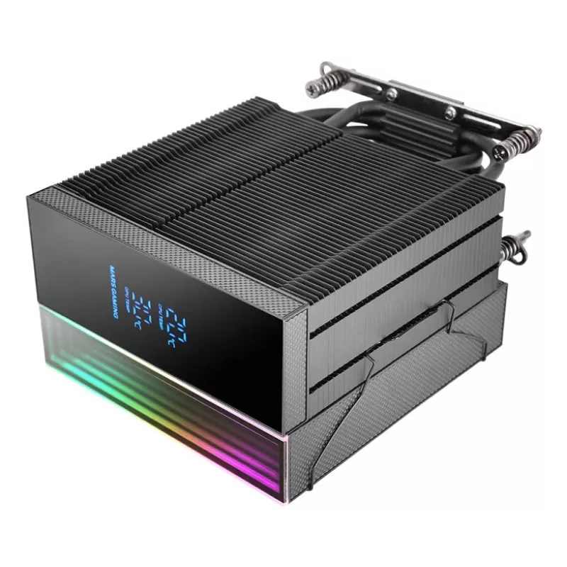 Aušintuvas TACENS Mars Gaming MCPU-LCD, 120 mm ventiliatorius, TDP 300 W, palaiko LGA1700/1200/115x/1366 ir AM4/AM5, juodas