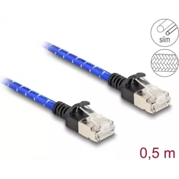 Tinklo kabelis DeLOCK RJ45 Cat.6A 0,5 m mėlynas