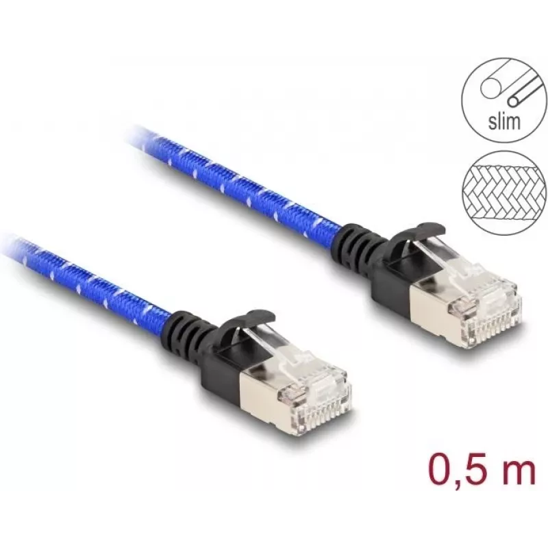 Tinklo kabelis DeLOCK RJ45 Cat.6A 0,5 m mėlynas