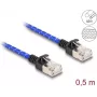 Tinklo kabelis DeLOCK RJ45 Cat.6A 0,5 m mėlynas