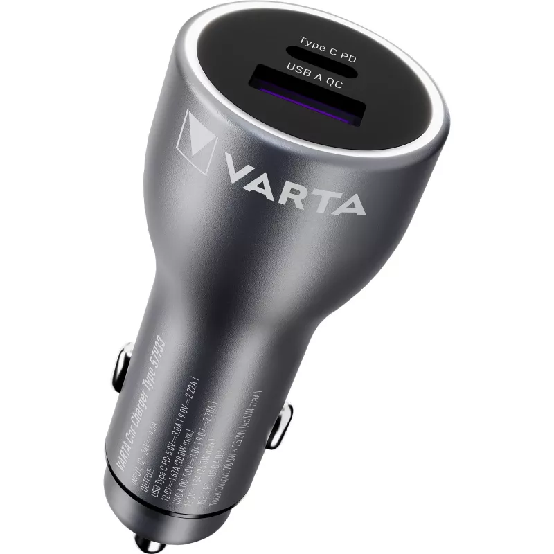 Automobilinis kroviklis Varta 57933101111, 45 W bendra galia, 1× USB-A, 1× USB-C