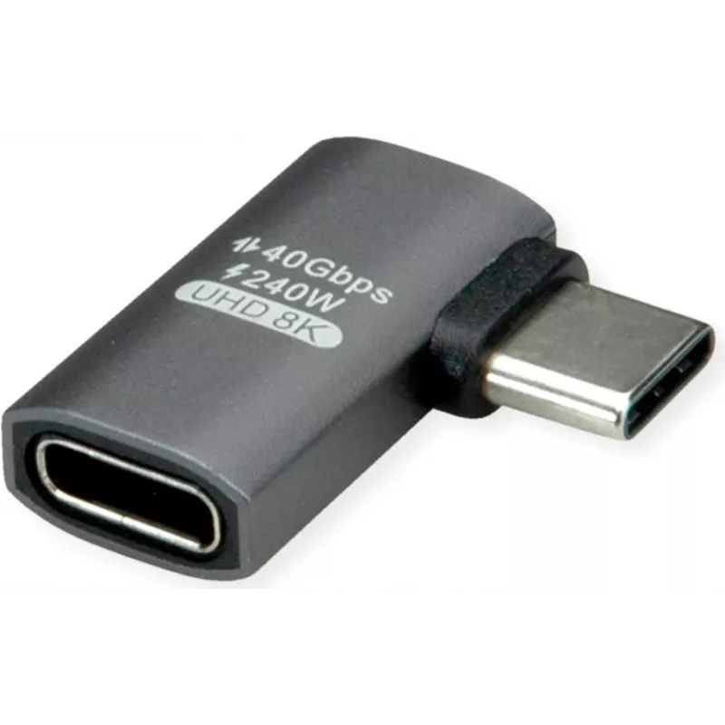 ROLINE USB4 40G Type C Adapter ST/BU 90° Flat Alu (12.03.2932)