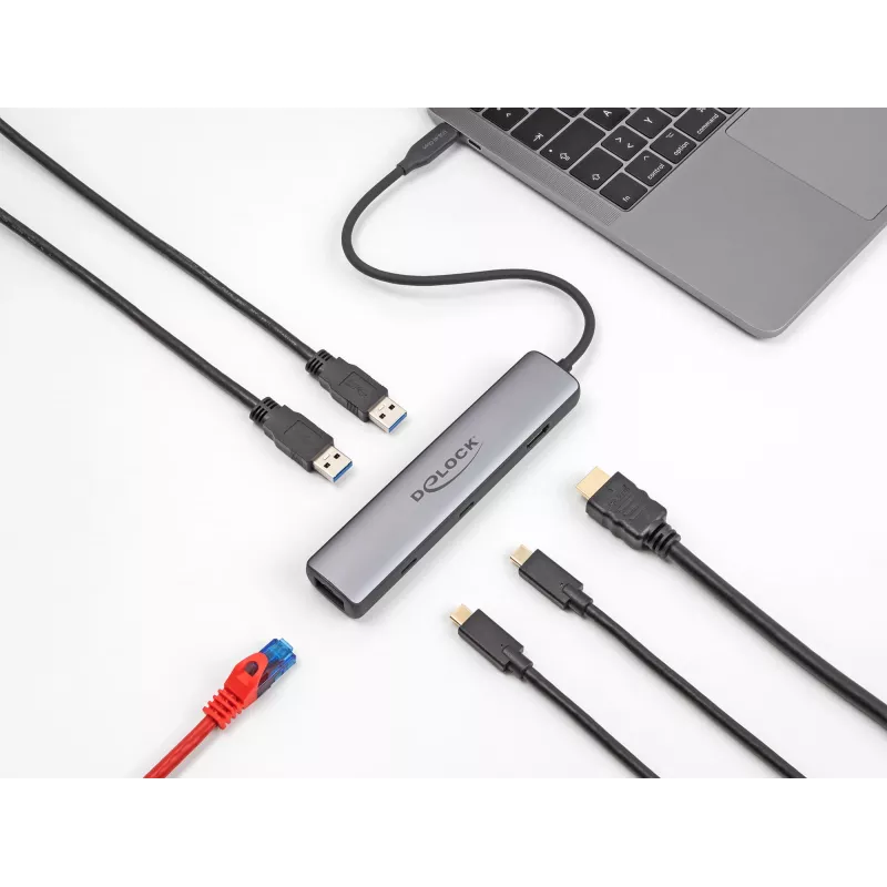 DeLOCK USB Type-C Doko stotelė 8K HDMI USB 10 Gbps 2.5 Gigabit LAN PD 100W