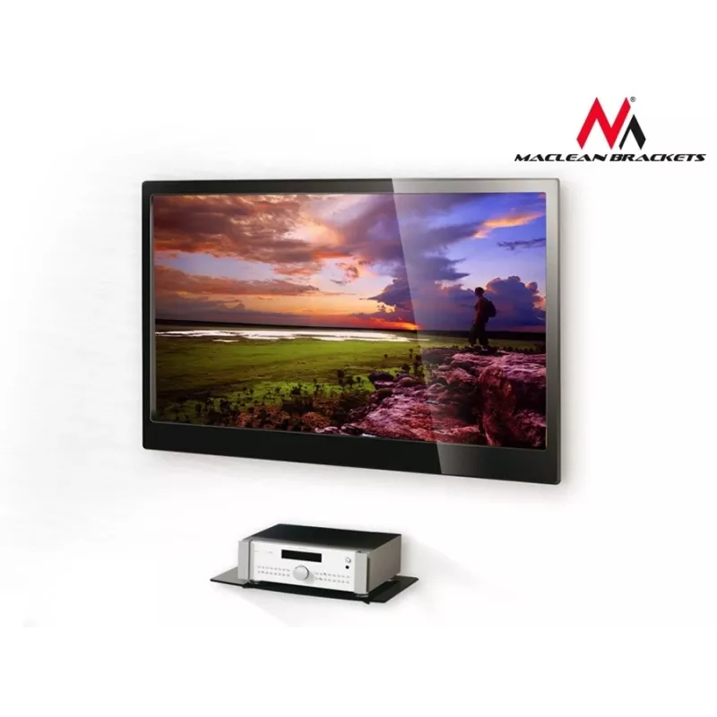 Lentynėlės priedas MACLEAN MC-629 — prie stulpo tvirtinama TV/DVD lentynėlė, 360×250 mm, maks. apkrova 8 kg