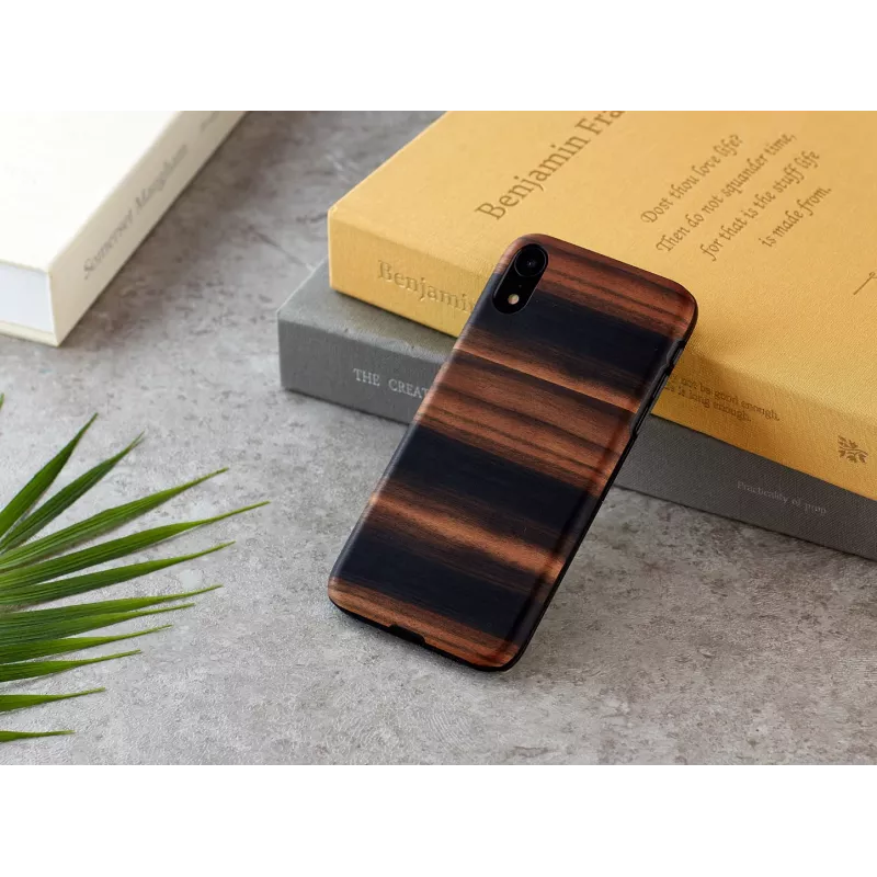 man and wood išmaniojo telefono dėklas iPhone XR — juodmedžio spalvos, apsauginis kietasis apvalkalas