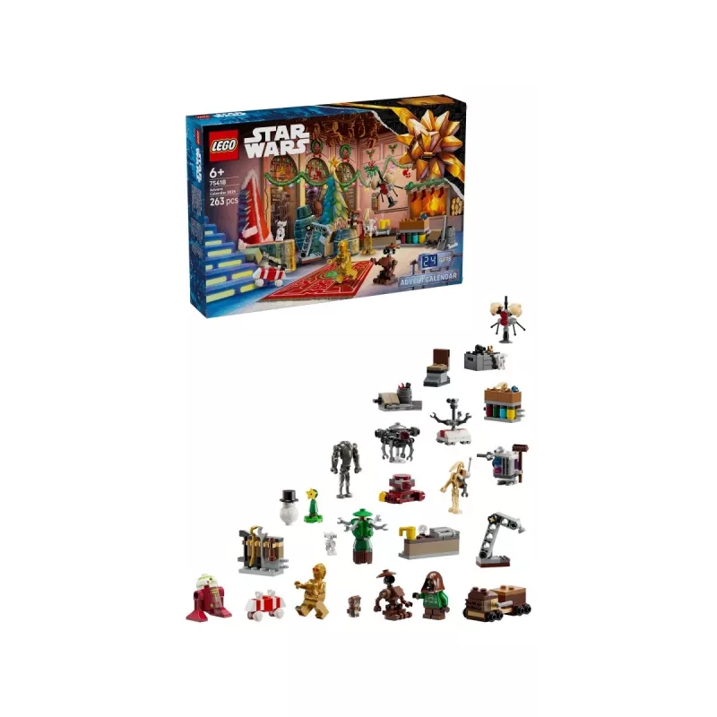 Konstruktorius LEGO Star Wars Advento kalendorius 2025 — rinkinys 75418, sezoninės surenkamos minifigūrėlės ir modeliai